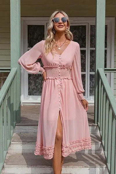 elegante robe boheme rose