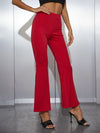 Pantalon Évasé Rouge À Taille Haute Printemp
