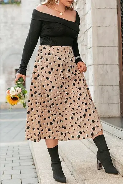 Plus Size Polka Dot Maxi Skirt Style