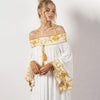 Robe Longue Blanche Broderies Couleur Or hippie